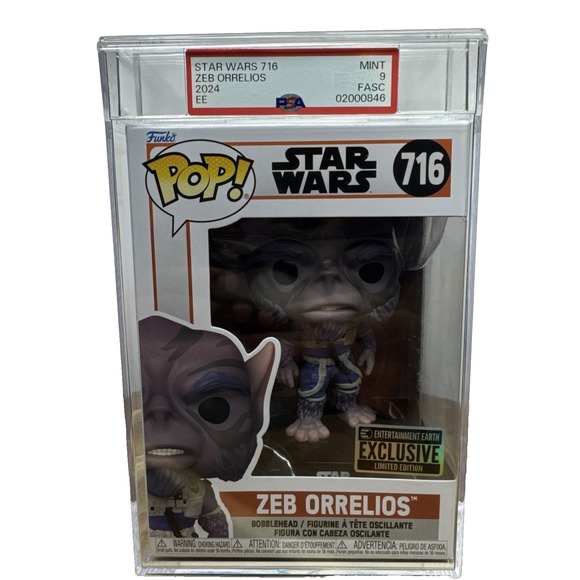 Funko Pop! Zeb Orrelios PSA MINT 9 Star‎ Wars 716 Entertainment Earth Exclusive - Picture 1 of 7